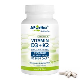 APOrtha® Vitamin D3 10.000 IE + Vitamin K2 MK-7 Cyclo® 200 µg - Kapseln
