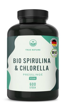 TRUE NATURE® Bio Spirulina & Chlorella Presslinge - Hochdosiertes Algenduo Vegan & Made in Germany