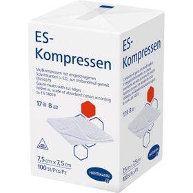 Hartmann ES Mullkompressen unsteril 7,7,5 cm, 17-fädig, 8-fach