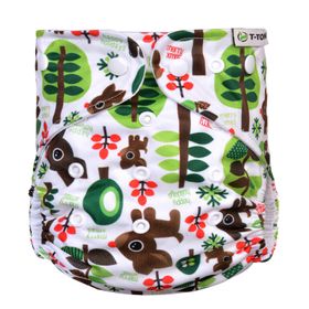 T-TOMI Höschenwindel AIO - Wickel Set Druckknöpfe Trees