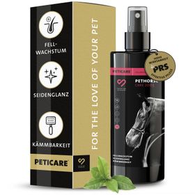 Peticare Fell-Pflege Spray für Pferde, Fellwachstum Seidenglanz Kämmbarkeit