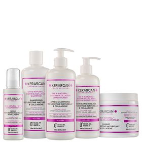 Kerargan - Volumen Set Shampoo, Spülung, Maske, Serum & Leave-In mit Biotin & Kollagen