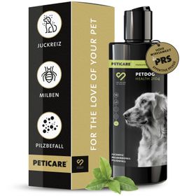 Peticare Anti-Parasiten Hunde-Shampoo gegen Milben Flöhe Pilz, lindert Juckreiz