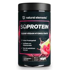 natural elements Clear Vegan Hydrolysate 450g – Raspberry Mojito – Proteinpulver - ohne Whey Isolate