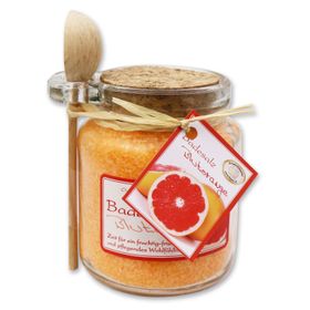 Badesalz Blutorange mit Schafmilch Glas mit Holzlöffel