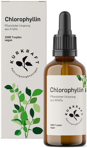 Kurkraft© Chlorophyll Tropfen aus Alfalfa – 200 mg Chlorophyllin – 1500 Tropfen – vegan