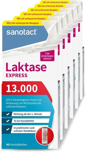 sanotact Laktase 13.000 EXPRESS • Laktose Tabletten mit Sofortwirkung • Bei Laktoseintoleranz