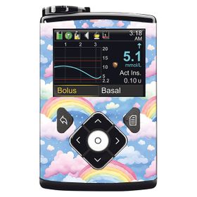 Diasticker® Minimed Sticker inkl. Clip (600/700er-Serie) "Rainbow Clouds"