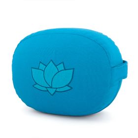 bodhi Meditationskissen OVAL, Dinkelfüllung, Türkis Stick Lotus Türkisblau