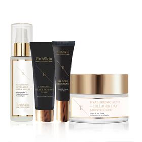 ErthSkin London AUGENCREME + Kollagenserum + Tagescreme + CHARCOAL BLACK PEEL-OFF-MASKE set