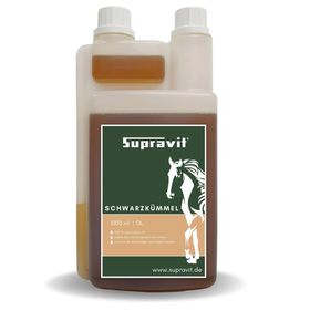 Supravit Schwarzkümmelöl für Pferd & Hund – 1 l Dosierflasche | frisch kaltgepresst & 100% naturrein