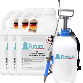 FUTUM 3x5L Silberfisch- / Asselspray + 5L Sprüher