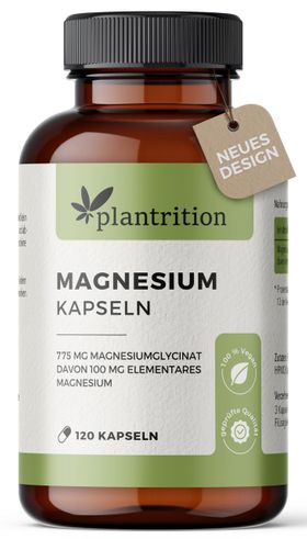 Plantrition Magnesium Bisglycinat - 120 Kapseln - Hochdosiert mit 2325mg Magnesiumglycinat pro Dosis