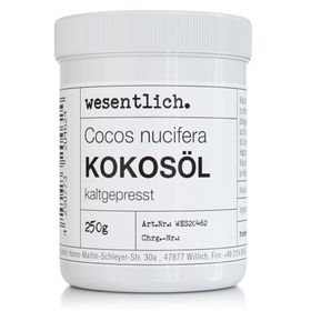 wesentlich. Kokosöl, kaltgepresst
