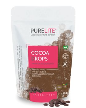 PURELITE Cocoa Drops Zartbitter - zuckerreduzierte Kakao Schokodrops