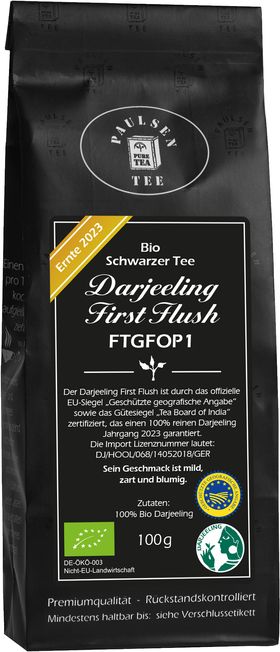 Paulsen Bio Darjeeling First Flush FTGFOP1, Ernte 2023, schwarzer Tee