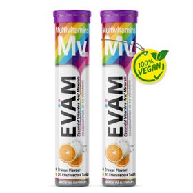 EVÄM Multivitamin Brausetabletten = 10 Vitamine | Energie & Immunsystem | - 2er Pack