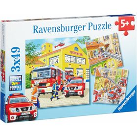 Puzzle 3x49 Teile Feuerwehreinsatz ab 5 Jahre 3 Puzzles inklusive Mini-Postern als Vorlagen