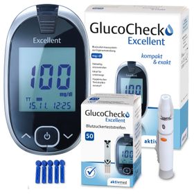 GlucoCheck Excellent Messgerät (mg/dl) + 60 Teststreifen