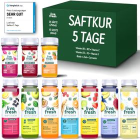LiveFresh Saftkur 5 Tage – 35 x Saft & 15 x Ingwer Shot – 8,75€ Pfand