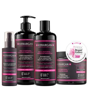 Kerargan - Ultra reparierendes Set Shampoo, Spülung, Maske & Serum mit Keratin