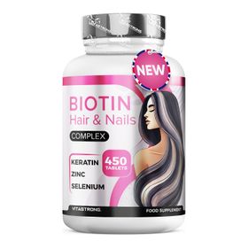 Vitastrong Biotin Komplex - 450 Tabletten, Unterstützung für kräftiges Haar und starke Nägel