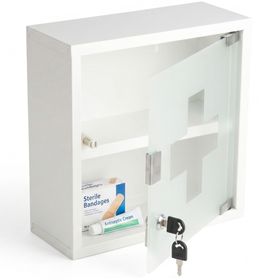 KARAT Medizinschrank Allen - Abschließbarer Arzneischrank mit Glastür Weiß 30 x 30 cm 2 Fächer