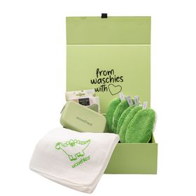 waschies Newborn Box – Grün (waschies 5er Set, Mullwindel, Travelbag)