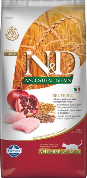 Trockenfutter Farmina N&D Low Ancestral Grain - Neutrered - kastrierte Katze Adult