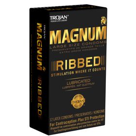 Trojan *Magnum Ribbed* große Kondome aus den USA - mit raffiniert gekreuzten Rippen