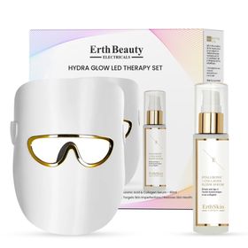 ErthSkin London Hydra Glow LED Therapie Set (LED Licht Therapie Maske weiß mit HA Serum)