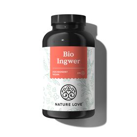 NATURE LOVE® Bio Ingwer Kapseln - 650mg Ingwerwurzel pro Tagesdosis - 9 Monate Reichweite