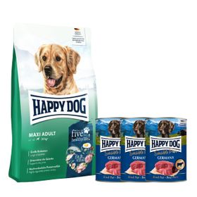 Happy Dog fit & vital Maxi Adult + Happy Dog Sensible Pure Germany (Rind) für Hunde