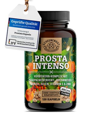 Scheunengut® PROSTA INTENSO | Prostata Kapseln mit Kürbiskern, Sägepalme, Selen uvm.