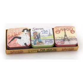 La Savonnerie de Nyons - Metallbox mit Seife - 3-tlg. Seifenset "Paris 2"