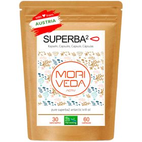 Moriveda SUPERBA Krillöl Softgels, Omega -3-6, Astaxanthin, Cholin