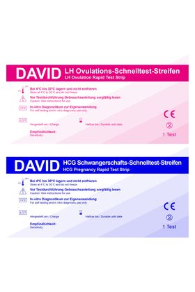 David Ovulationstest Streifen + 10 Schwangerschaftstests 10miu/ml