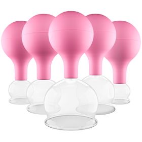 Pulox Schröpfgläser Set aus Echtglas - 5x Schröpfglas mit Saugball, verschiedene Größen in Pink