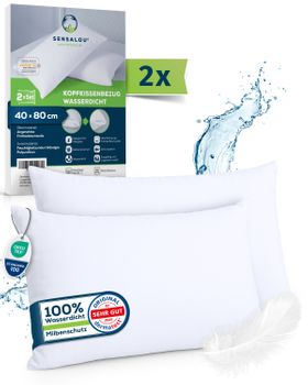 Sensalou Kissenbezug 2er Set Doppelpack wasserdicht - Kopfkissen Bezüge 40x80 cm