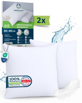Sensalou Kissenbezug 2er Set Doppelpack wasserdicht - Kopfkissen Bezüge 60x60 cm