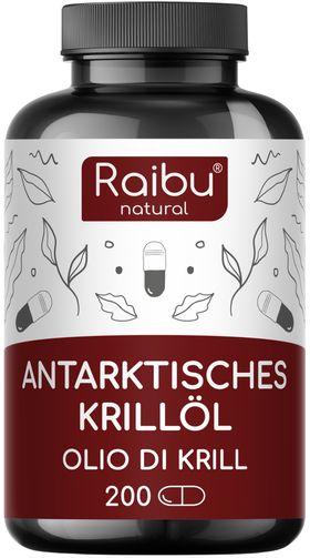 Krillöl Kapseln 1.200 mg, Reich an Omega-3, -6, -9, Astaxanthin und Phospholipiden - RAIBU