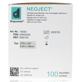 NEOJECT® Ultradünnwandkanülen Nr. 20  0,42 x 19 mm grau