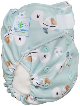 Blümchen Pocketwindel mit Bambusfutter Klett Cozy Schildkröte