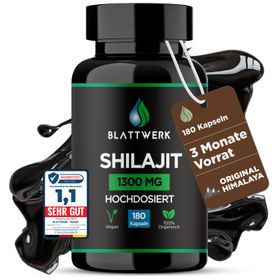 Himalaya Shilajit original - 3 MONATE VORRAT - 180 Kapseln / 1300 mg  - Laborgeprüft - BLATTWERK