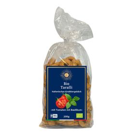 Italienisches Knabbergebäck Taralli mit Tomate-Basilikum Bio