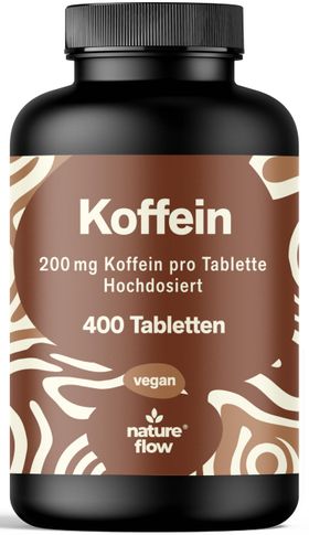 Nature Flow Koffein Tabletten 200 mg Hochdosiert - 400 Tabletten - 13 Monate Vorrat