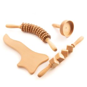 tuuli Maderotherapie Holz Set Massagegerät Massageroller Cellulite Lymphdrainage Schwedische Tasse