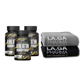 LA.GA Sparset 3x Kreatin Monohydrat – Muskelaufbau & Kraft + Sport-Handtuch