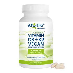 APOrtha® Veganes Vitamin D3 5.000 IE + Vitamin K2 MK-7 Cyclo® 200 µg - Kapseln