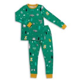 schlummersack Kinder Pyjama 2-teilig aus 100% Bio-Baumwolle Langarm Größe 140 Waldtiere